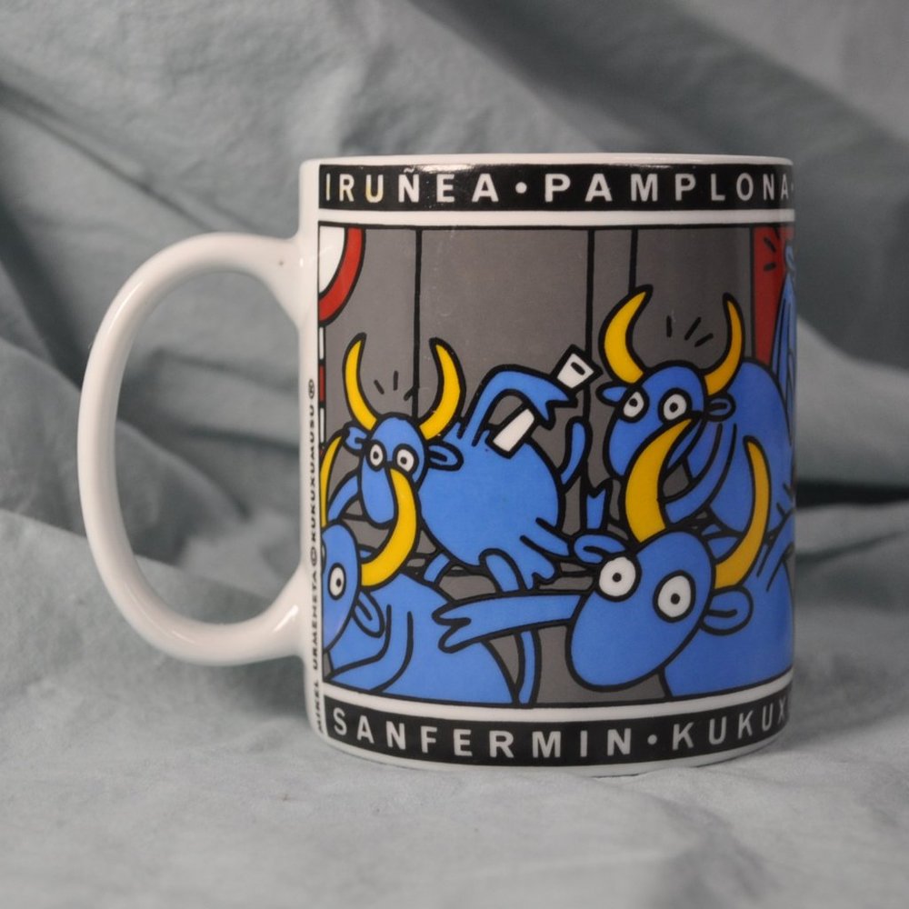 12 oz mug kukuxumusu Pamplona running of the bulls hard to find (w736)